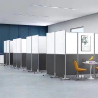 办公室移动屏风隔断现代板式玻璃推拉折叠隔断墙隔离间隔墙板屏风7天内发货