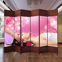 中医布艺屏风帘客厅屏风隔断墙简易折叠移动美容折屏现代简约养生
