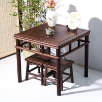 李氏红木实木家具非洲鸡翅木圆腿桌餐桌抽屉收纳茶几桌正方形餐桌