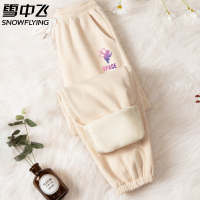 雪中飞卫裤女加厚华夫格卫裤网红百搭运动裤潮韩版学生加绒休闲裤