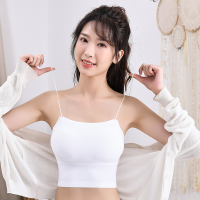 法式皱褶蕾丝小吊带背心女带胸垫外穿打底美背裹胸内衣女