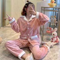 珊瑚绒睡衣女秋冬季加厚法兰绒加绒套装可外穿春天2020新款家居服