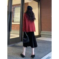 黑色金丝绒半身裙女2021春秋新款高腰阔腿a字包臀中长款鱼尾裙潮