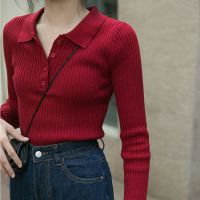 2021秋季女装新款显瘦polo衫女长袖百搭上衣内搭毛衣打底衫针织衫