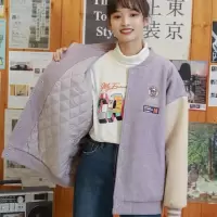 棒球服棉服外套女2021新款毛呢外套女学生韩版宽松加绒加厚外套女