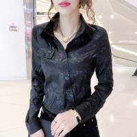 加绒/不加绒长袖衬衣斜襟2021女装新款秋冬洋气显瘦打底衫上衣潮