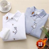 衬衫女长袖2020秋冬新款百搭学生加绒加厚打底保暖设计感小众衬衣