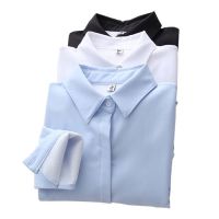 加绒加厚长袖秋冬新款百搭气质白衬衣保暖学生衬衣色显廋衬衫女