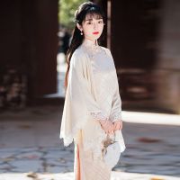 秋季改良旗袍外套日常素雅2021年新款法式复古气质年轻款披肩长款