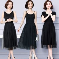 吊带连衣裙女2021新款夏天内搭中长款网纱背心裙收腰显瘦气质长裙