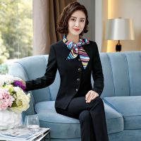 职业套装女酒店前台服务员工作服新款秋冬长袖正装美容师工装