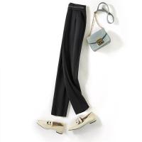 /ihimi2021秋季新品时尚简约女款大气撞色钉珠腰头显瘦休闲裤