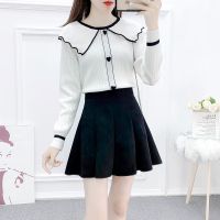 小清新时尚矮个子套装裙秋冬洋气网红针织毛衣俏皮半身短裙两件套