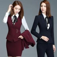 职业装女装马甲三件套女士西装套装工作服套装女正装韩版白领工装