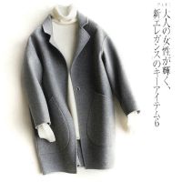 短款茧型双面绒大衣女2021秋冬新款宽松大码小个子西装羊毛呢外套