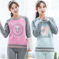 少女加厚加绒保暖内衣女冬季棉初高中学生大童卡通秋衣秋裤套装