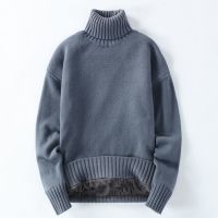 高领毛衣男秋冬季加绒加厚款保暖韩版潮长领男装内搭打底衫外套