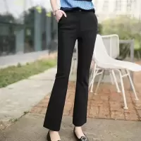 2021春秋季新品微喇叭女长裤黑色休闲显瘦高腰弹力大码直筒喇叭裤