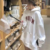 2021春秋季新款学院风连帽白色卫衣女学生韩版宽松长袖外套上衣潮