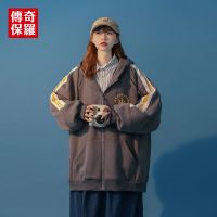 vintage卫衣外套女复古休闲百搭ins潮春秋运动开衫上衣服