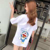 可爱多啦图短袖t恤女中长款显瘦下衣失踪女装韩范日系ins潮夏2021