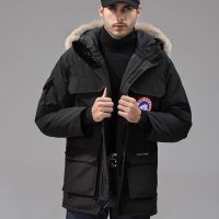 男士新款羽绒服男女款加拿大情侣款连帽毛领加厚长款情侣外套