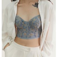 法式宫廷风蕾丝内衣性感套装大胸显小性感内搭白色文胸bra