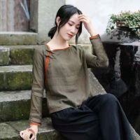 棉2021秋装上衣长袖唐装中国风女装茶服民国民族中国风古装衣服