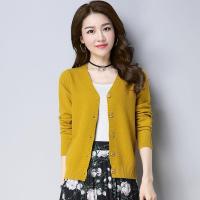 2020春秋季新款韩版针织开衫修身长袖纽扣v领短款毛衣披肩外套女