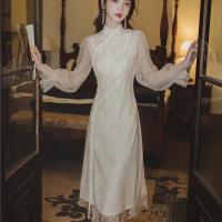 早春季法式复古民国御姐风蕾丝新式旗袍改良版连衣裙年轻气质少女