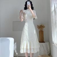 2021夏季新款复古旗袍改良版温柔收腰中长裙子气质显瘦连衣裙女