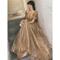 宴会晚礼服裙女2021新款学生成人礼年会主持气质平时可穿长款