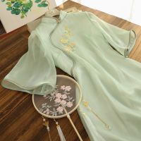 改良旗袍连衣裙女夏季2021新款大码胖mm收腰显瘦汉服仙a字裙子5天内发货