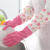 厨房洗碗手套橡胶加绒加厚清洁家务手套洗衣胶皮加长防水手套