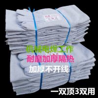 帆布手套双层加厚耐磨24线劳动工电焊厂隔热防烫电焊手套厂家