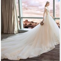 2021新款抹胸新娘拖尾公主梦幻欧美宫廷显瘦轻婚纱婚纱礼服 h116