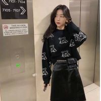 2021春秋新款学生女宽松小熊维尼系列网红针织打底衫女毛衣短款潮