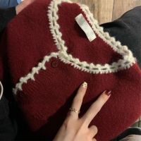 新年衣服牛年本命年软糯温柔日系加厚酒红色毛衣女士新款2020