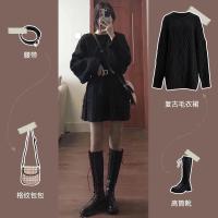 麻花毛衣女秋冬设计感小众外穿慵懒风宽松复古加厚中长款毛衣裙