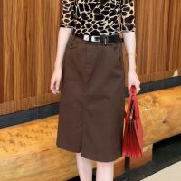 a字半身裙女2021秋季新款宽松高腰显瘦时尚中长款裙子开叉包臀裙