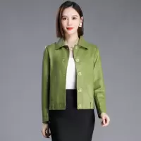 女新款皮衣短款外套女2021春秋新款果绿色洋气修身小个子短款皮衣