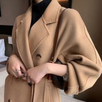 反季双面羊毛绒呢大衣女中长款2020驼色大码秋冬羊毛呢子外套