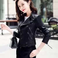 s-5xl 小皮衣女短款水洗pu皮夹克春秋长袖修身机车chic皮衣外套女