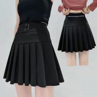 斗音同款设计感百褶裙女秋高腰a字半身裙弹力松紧腰防走光短裙女