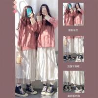 2021春季新款毛衣女宽松针织衫压褶两面穿a字半身裙女闺蜜套装女