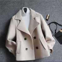 2021秋冬新款小个子潮毛呢外套短款女修身龙凤呢子大衣