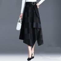 半身裙秋冬a字裙毛呢格子伞裙2021新款中长款不规则ins火的裙子