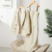 西服套装女2021秋装新款气质小西装外套连衣裙两件套