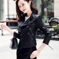 品质保证皮衣女短款水洗pu皮夹克2021春秋长袖修身机车皮衣外套女