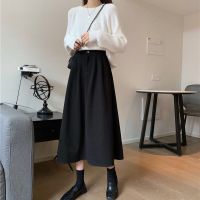 2021秋季新款韩版高腰显瘦色百搭中长款a字裙半身裙西装裙子